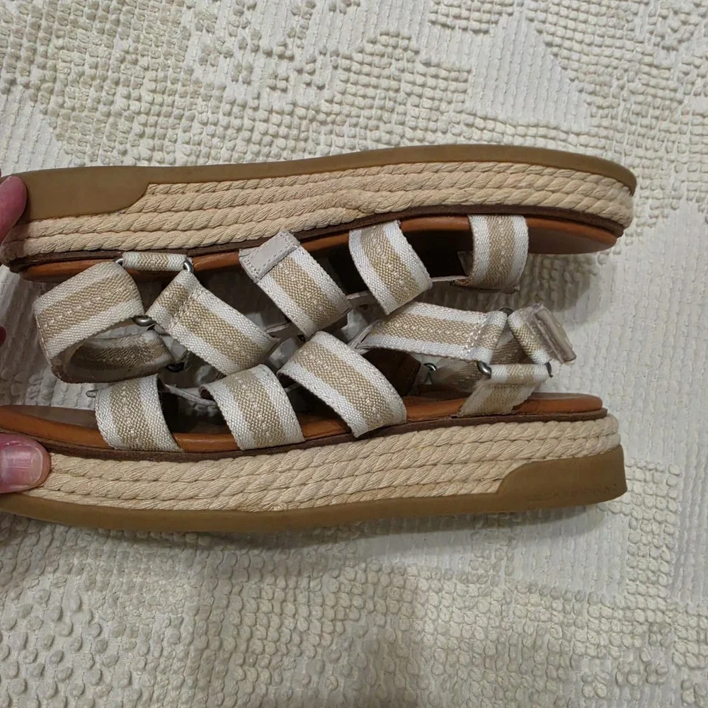 Lucky Brand Emiley Strappy Platform Sandals Rope Size 9M Espadrille Ivory Beige